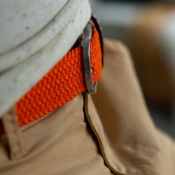 Elastic woven belt Vermilion Orange