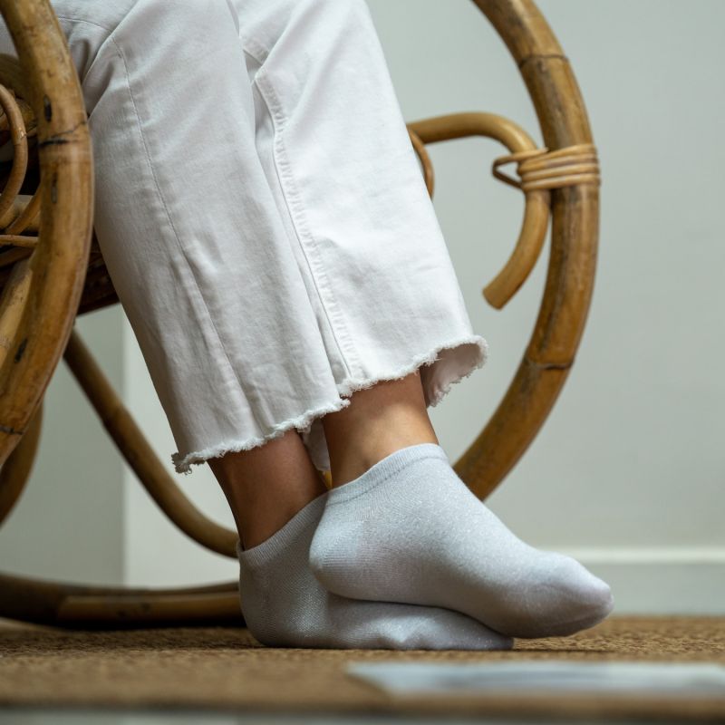 Coton ankle socks Silver White