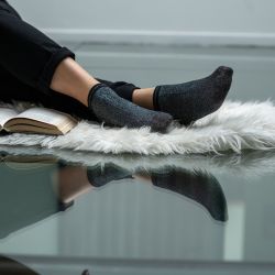 Glitter ankle socks in combed cotton Plain - Black