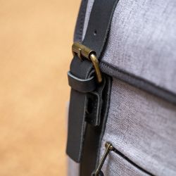 Backpack rectangular shape waxed cotton - mottled grey