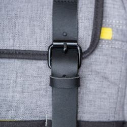 Backpack rectangular shape waxed cotton - black and mottled grey