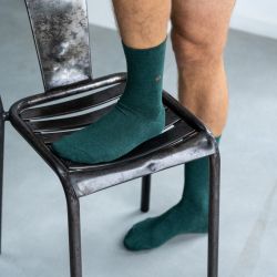 Chaussettes en coton peigné Unies - Vert anglais