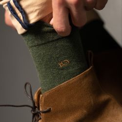 Mottled dark khaki socks  combed cotton