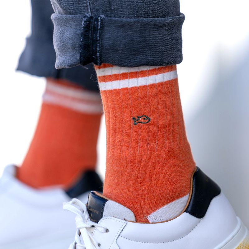 The Retro 09 Orange sockscombed cotton