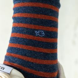 Wide Navy stripes socks  combed cotton