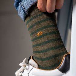 Wide khaki stripes socks  combed cotton