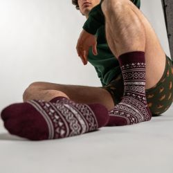 The Christmas Jacquard Burgundy socks  combed cotton