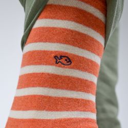Wide orange stripes socks  combed cotton