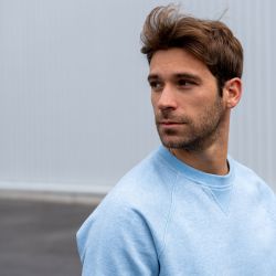 Sweatshirt 100% organic cotton Casual - Mottled light blue