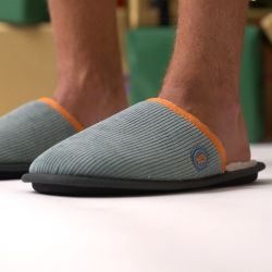Ribbed slippers  Aqua