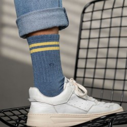 Socks in combed cotton  Retro - Melanged blue