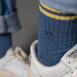 Socks in combed cotton  Retro - Melanged blue