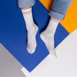 Socks in combed cotton  Retro - White