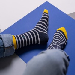 Socks in combed cotton  Striped - Mottled navy