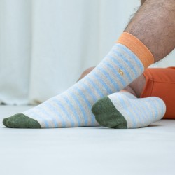 Socks in combed cotton  Striped - Mottled beige