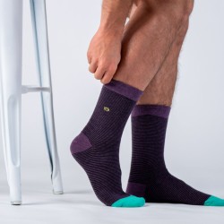 Socks in combed cotton  Striped - Amethyst