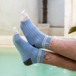 Socks in combed cotton  Mid-cuts - Light blue