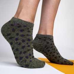 Ankle socks in combed cotton  Leopard - Khaki