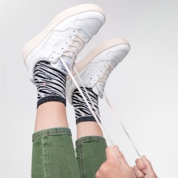 Glitter socks in combed cotton  Zebra - Black and white