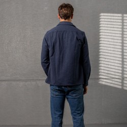 Crease-resistant knitted overshirt  Navy Blue