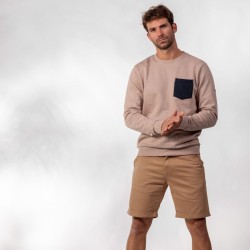 Sweatshirt taupe chiné en coton biologique – 400 gr