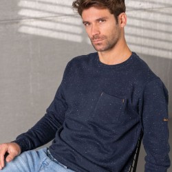 Organic cotton sweatshirt – Speckled blue – 400 gr