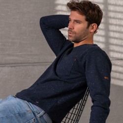 Sweatshirt bleu moucheté en coton biologique – 400 gr