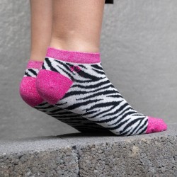 Ankle socks in combed cotton  Zebra - Black and white