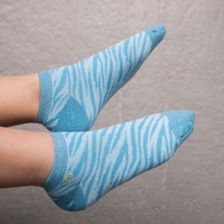 Socquettes pailletées en coton peigné  Zèbre - Bleu