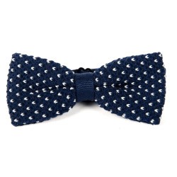 Knitted Bow tie  Navy / white