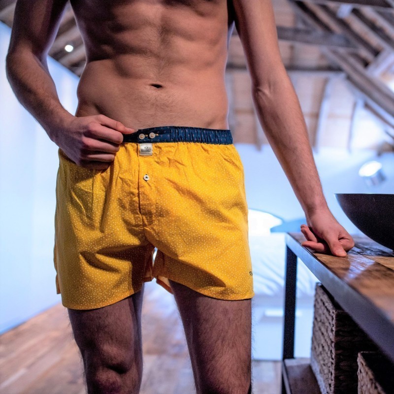 men cotton boxer shorts yellow with internal support for comfort