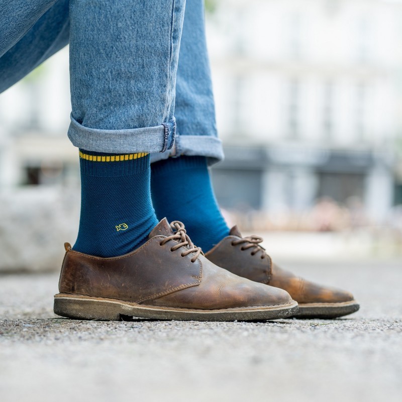 Pique knit socks  Blue Duck and Yellow