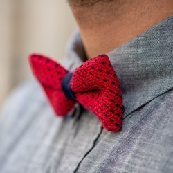 Knitted bow tie  Red and Blue