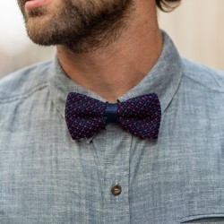 Knitted bow tie  Navy and Red