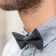black and blue wool bow tie