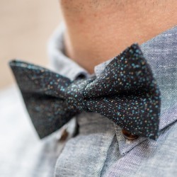 Wool bow tie  Black and sky blue