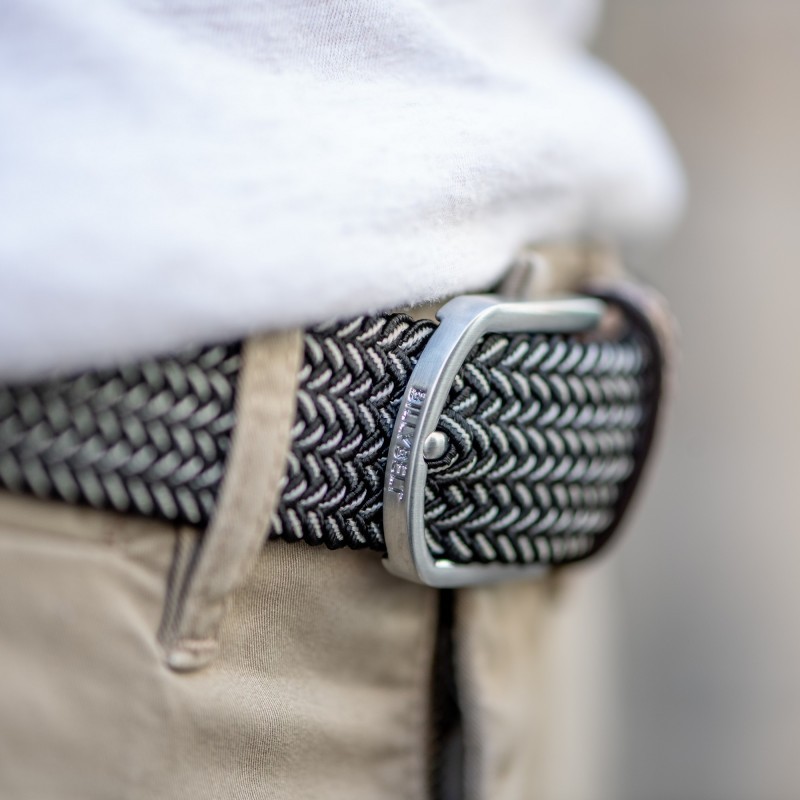 Black and white woven belt