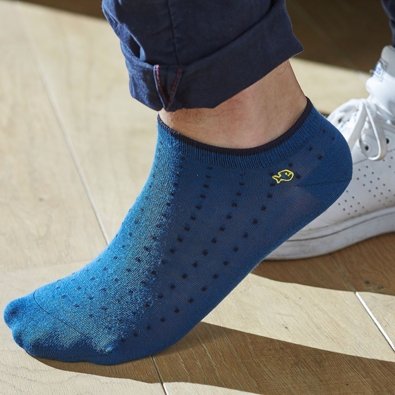 Cotton ankle socks Blue Square