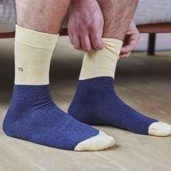 Cotton socks Bi-colours mottled Yellow / mottled Blue