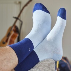 Chaussettes Bi-colors Bleu marine / Bleu ciel  en coton