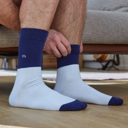 Bi-colours Navy blue / Sky blue socks  combed cotton