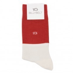 Bi-colours Red / Beige socks  combed cotton