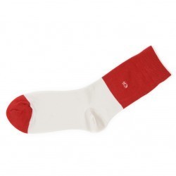 Bi-colours Red / Beige socks  combed cotton