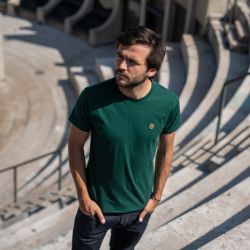 T-shirt uni vert  en coton biologique - 190gr