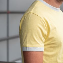 T-shirt flammé jaune  en coton biologique - 220gr