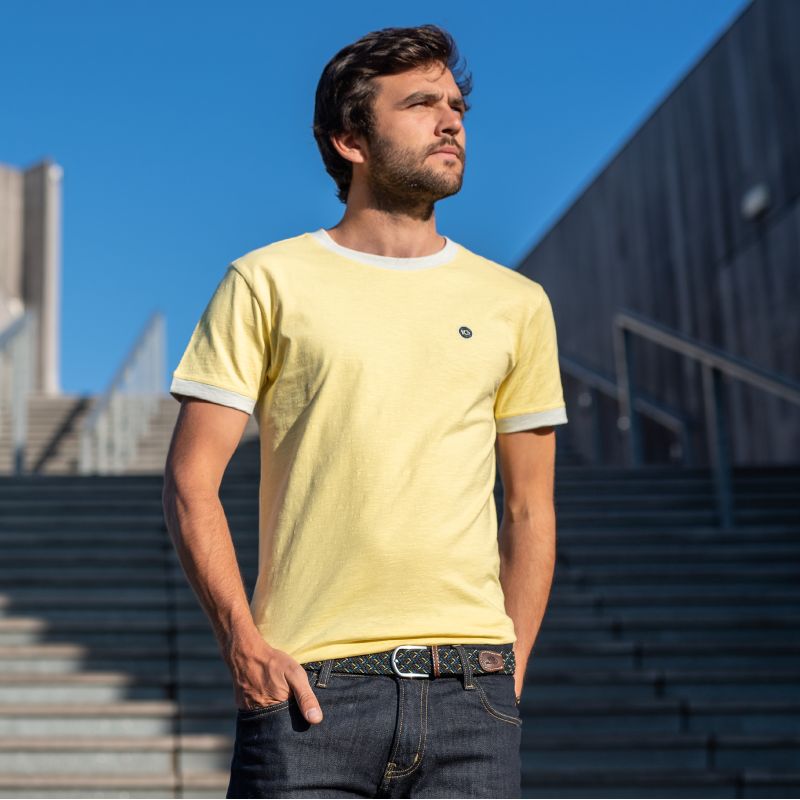 Organic cotton - Yellow flammed T-shirt - 220gr