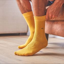 Mottled Mustard socks  combed cotton