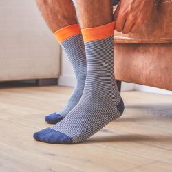 Mineral Blue Striped socks  combed cotton