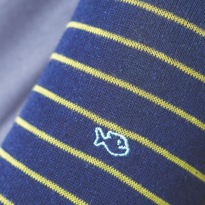 Cotton socks Fine Stripes Navy / Yellow