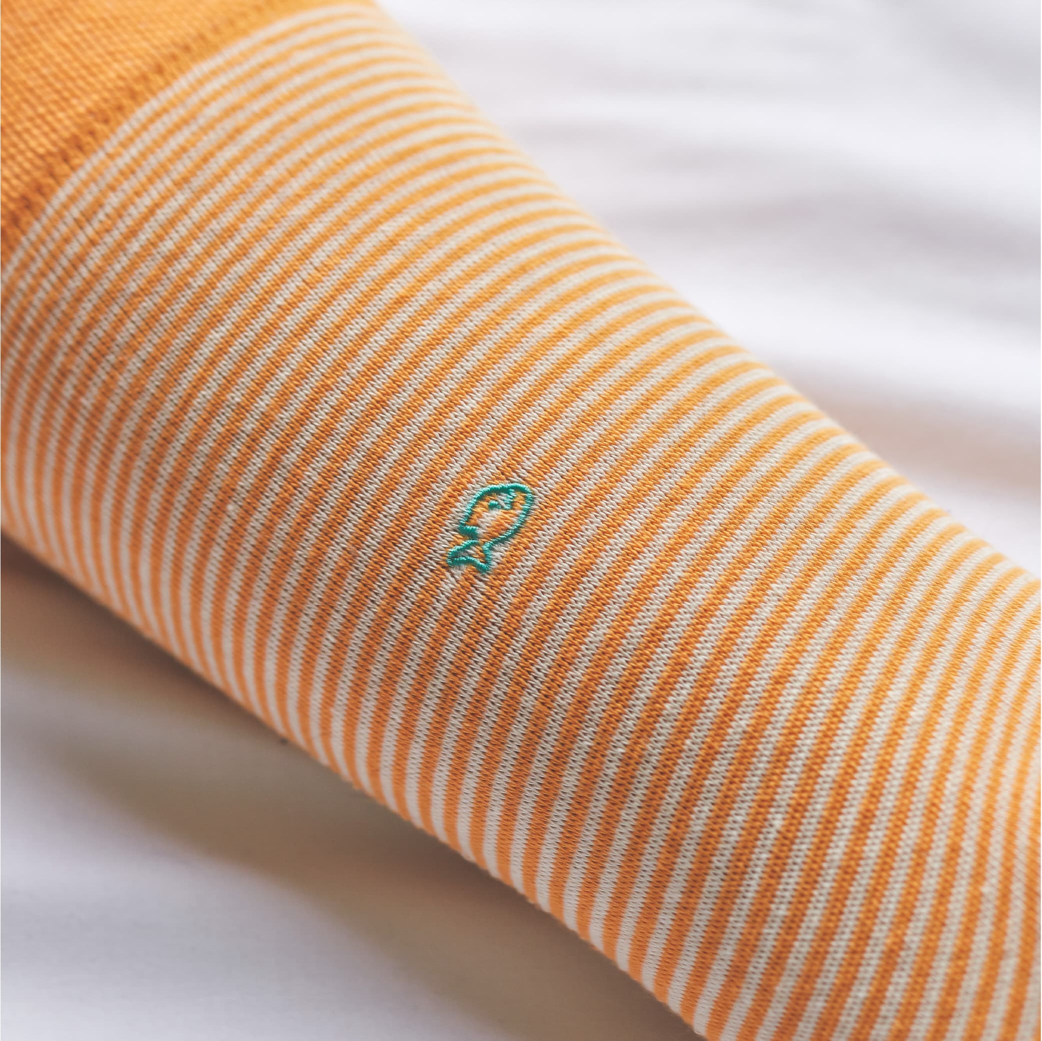 Chaussettes en coton peigné Rayées - Orange